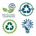 A set of vector logos on the theme of ecology and environmental protection. Royalty Free Stock Photo